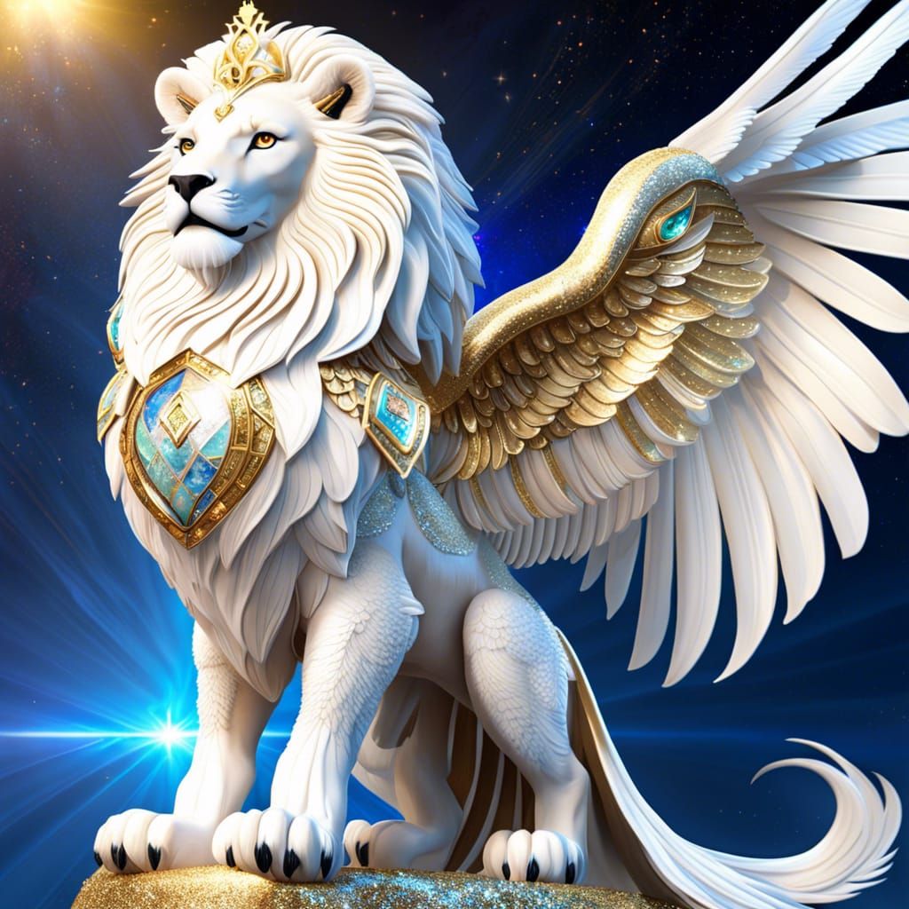 Winged White-lion - AI Generated Artwork - NightCafe Creator