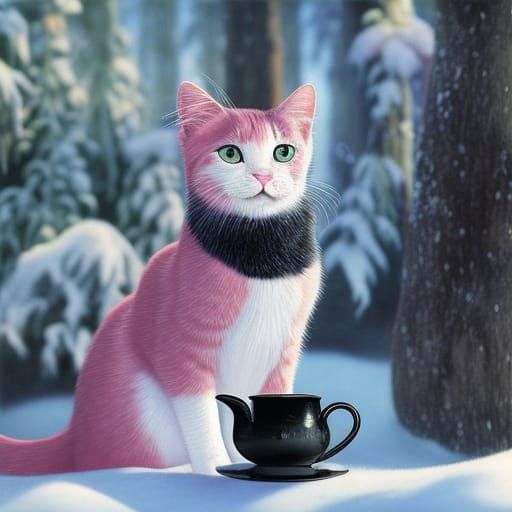 Cozy Cat Tea AI Generated Artwork NightCafe Creator