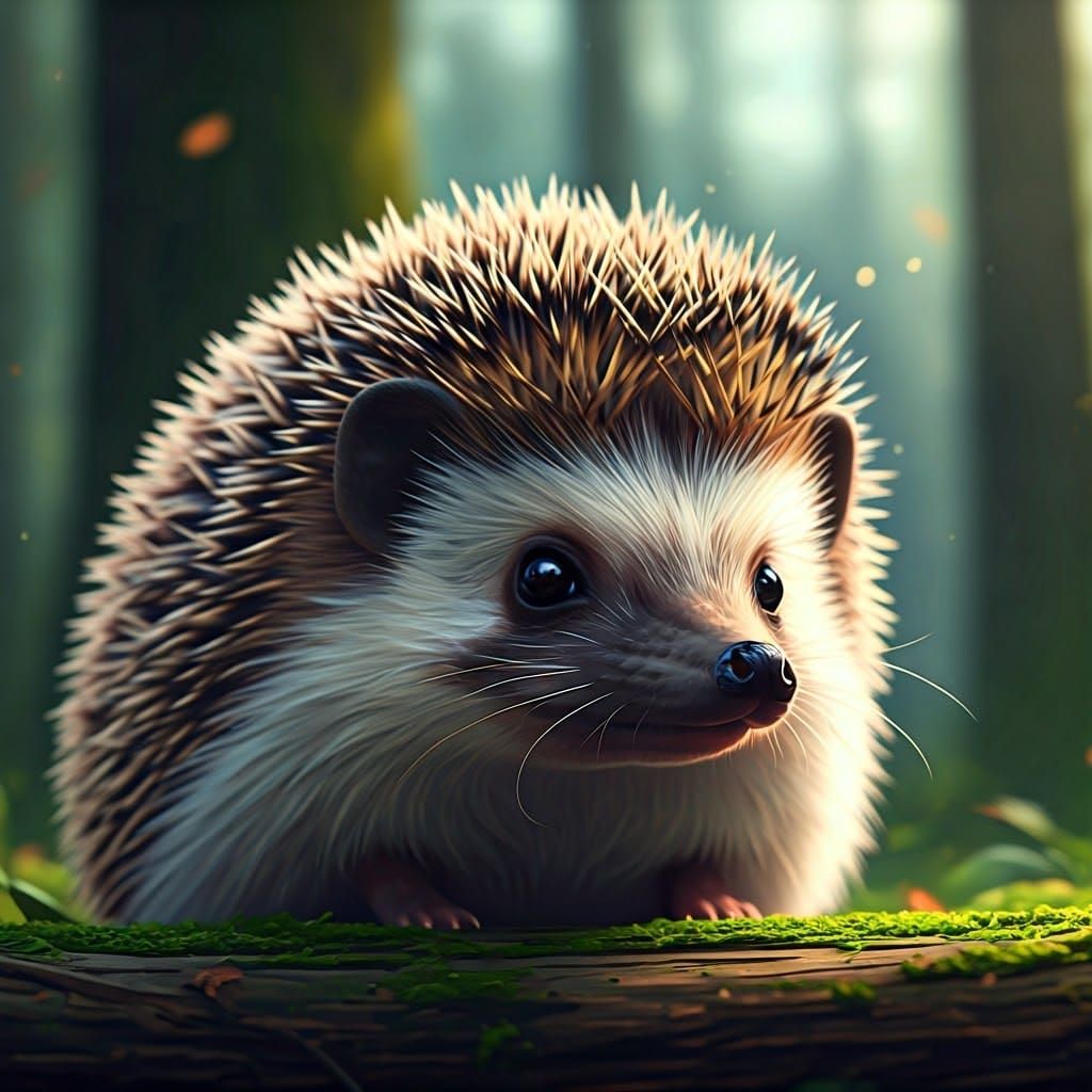 Hedgehog Gaze: Anime-Inspired 3D Art in Forest