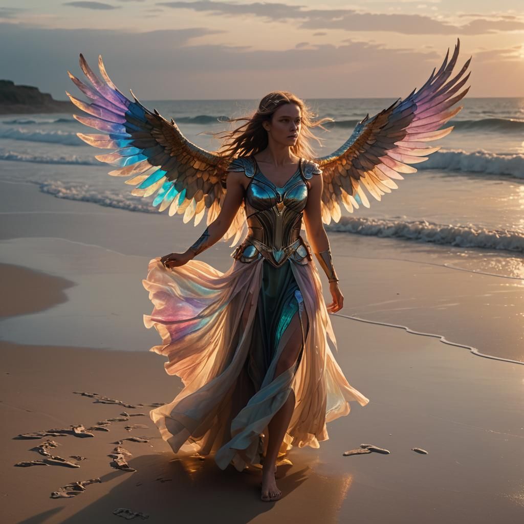 Ra’s dreams of Valkyrie swirling sunset irridescent beach