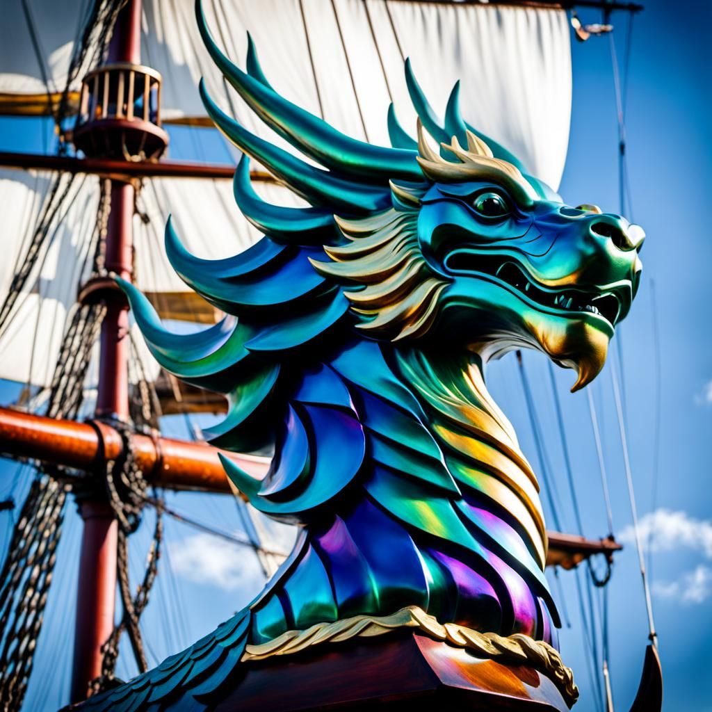 Iridescent dragon figurehead - AI Generated Artwork - NightCafe Creator