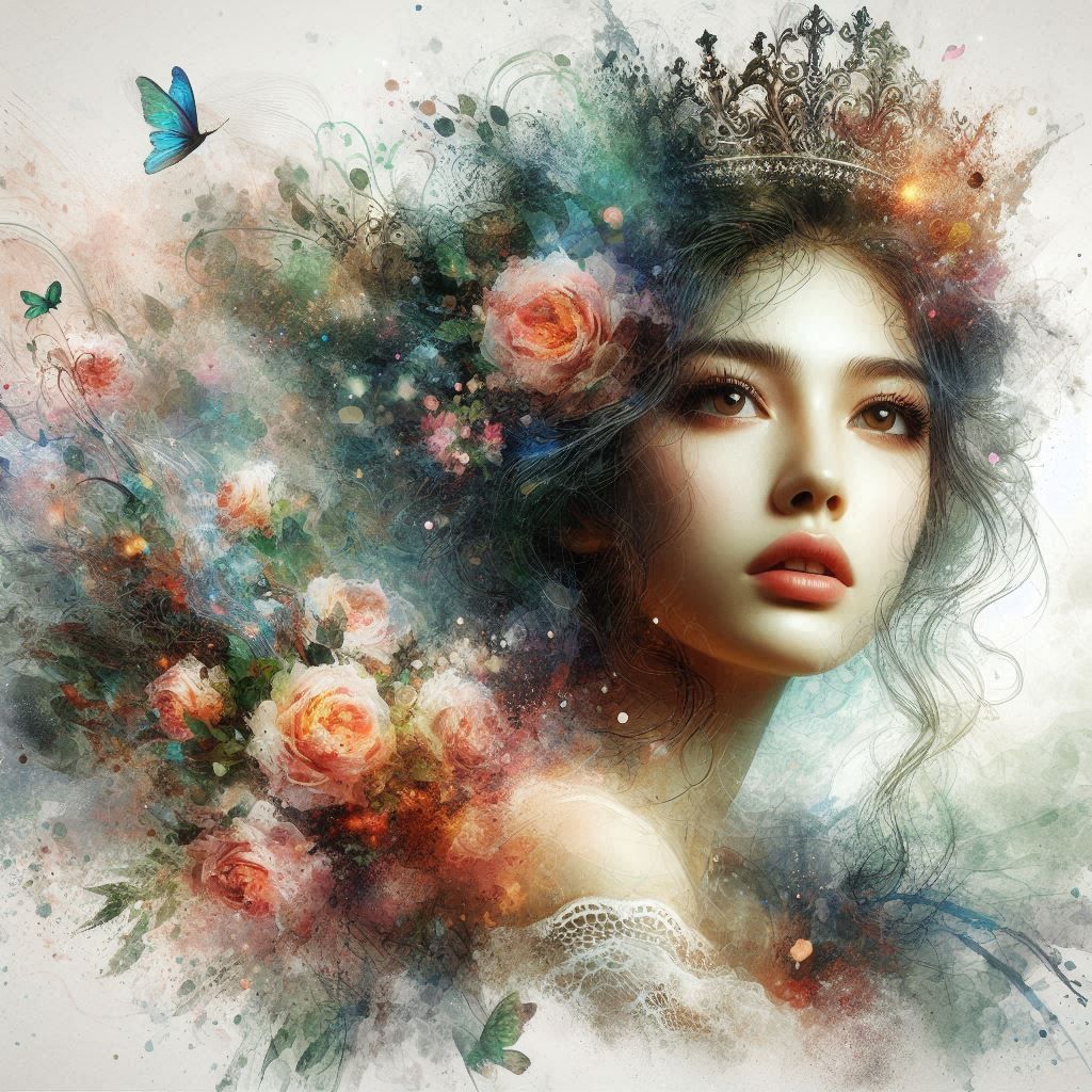 double exposure beautiful fantasy DALL-E 3 portrait landscap...