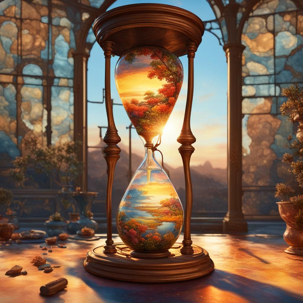 Hourglass (light at dawn:1.9) (watercolors:1.9) 8k resolutio...