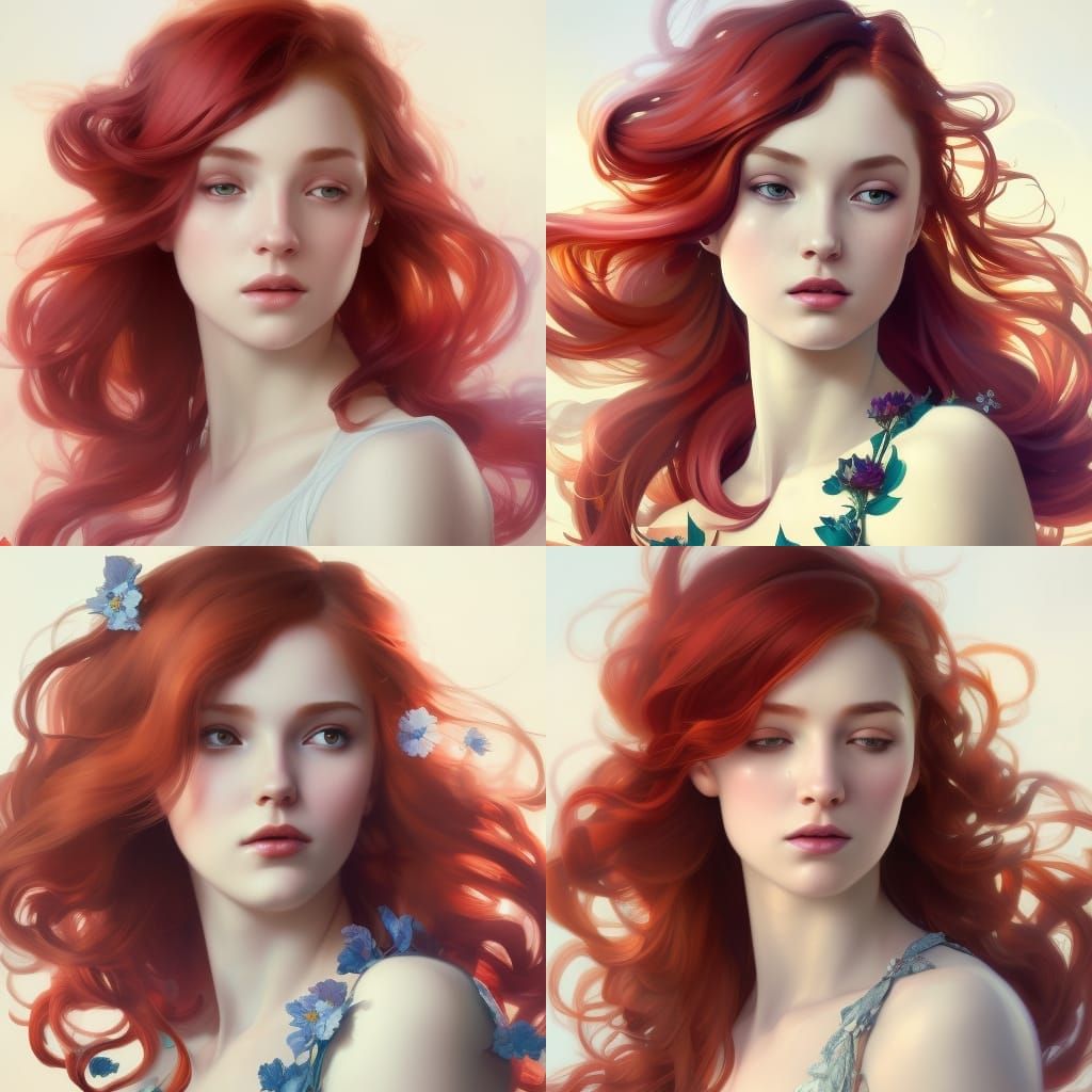 Floral Princess Portrait in Art Nouveau Style