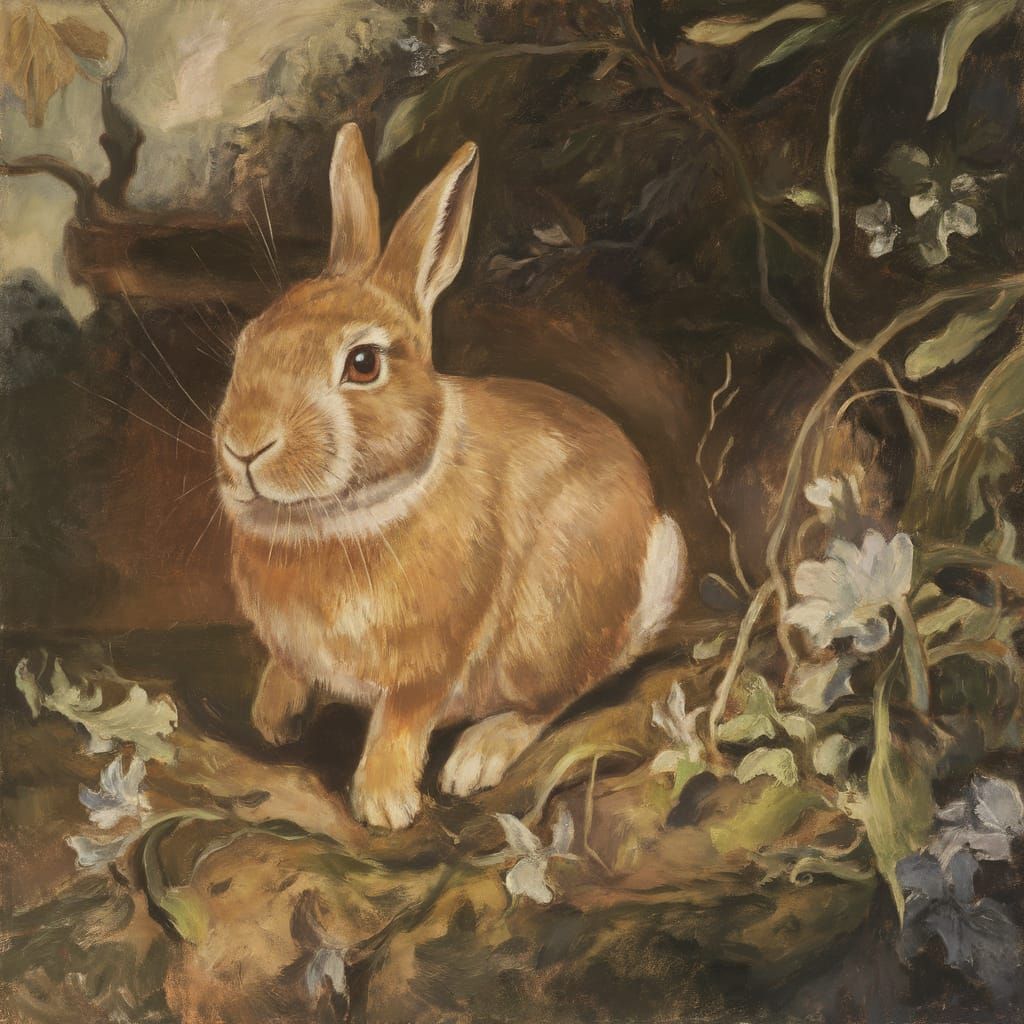 Mysterious Rabbit Leads Flock to Treacherous Ravin... - AI Art
