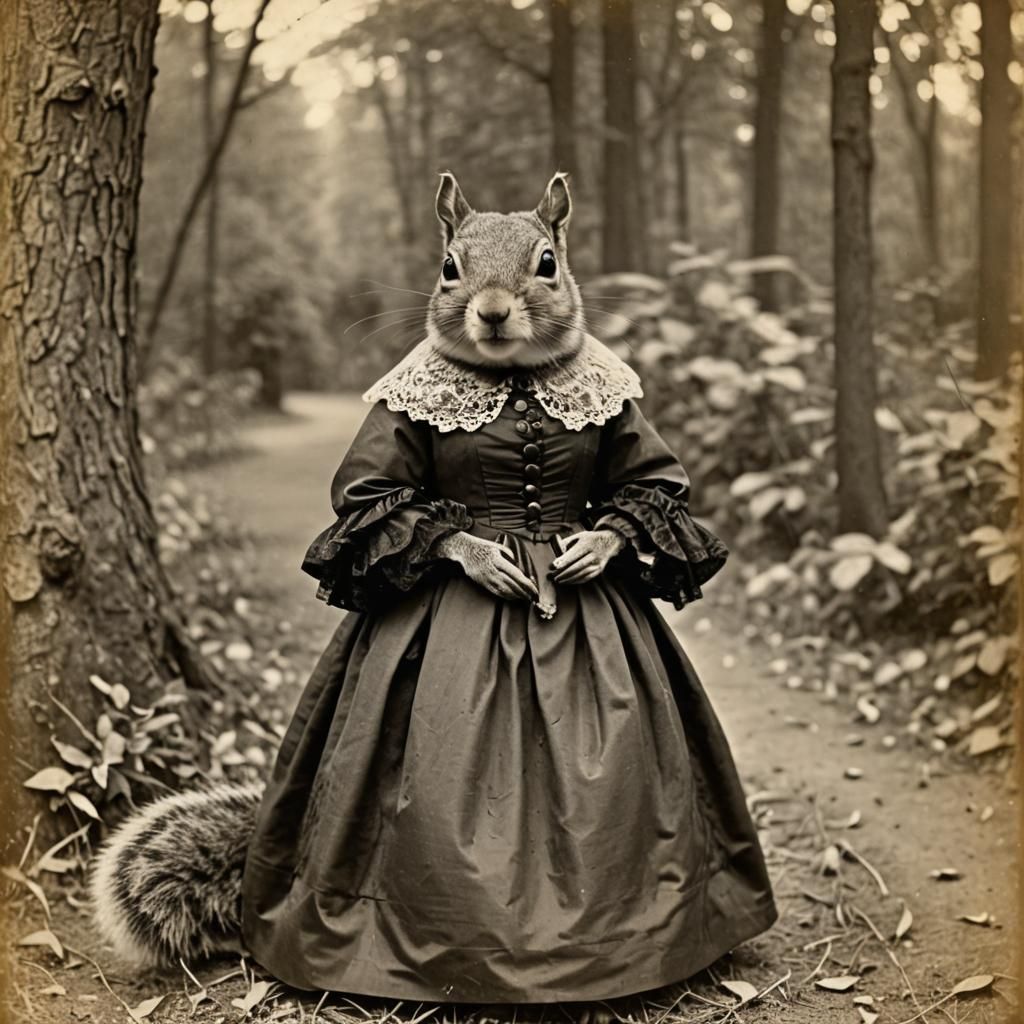 Squirrel Victorian dress