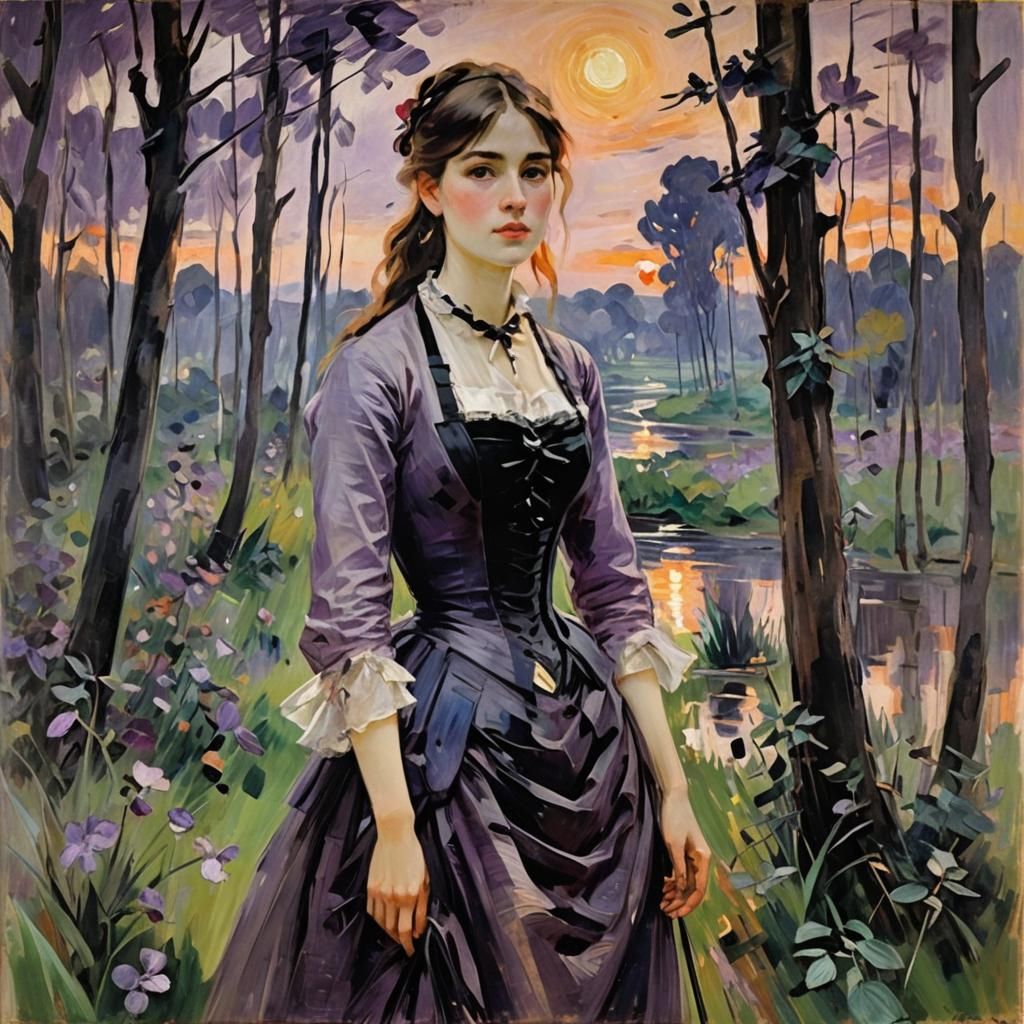 Impressionist painting of a magnificent young woman