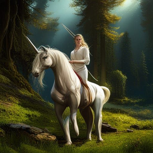 A unicorn as painted by Gustave Courbet ; 8k resolution conc...