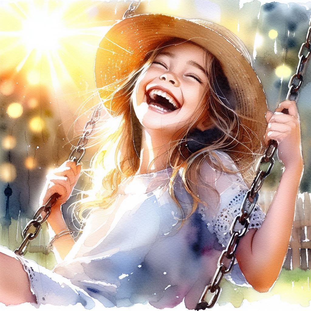 Little girl on a swing