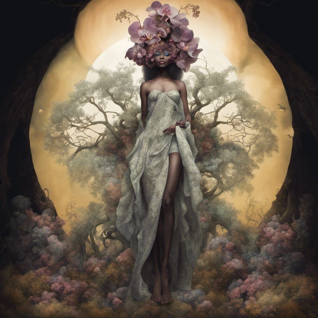 full human body dryad phalaenopsis, "labellum human face",  ...