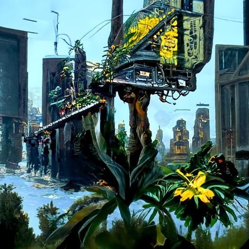 Cyberpunk Hanging Gardens of Babylon