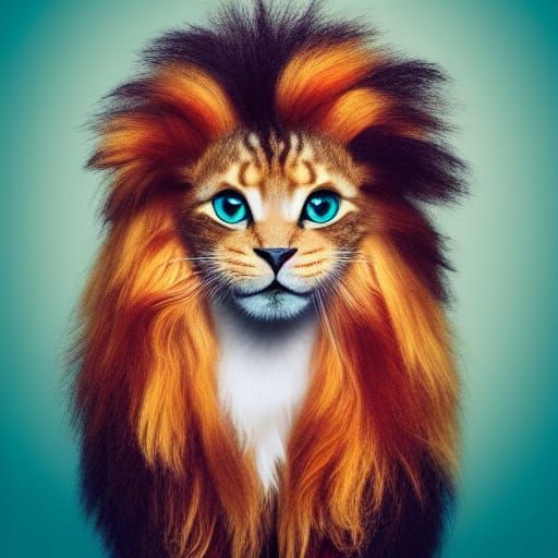 Cute Kitten with Braids Posing Haute Couture