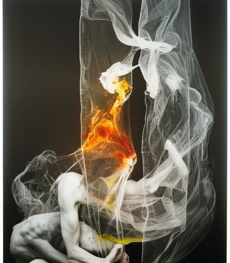 Hyperdetailed Wraiths Burning in Translucent Gauze