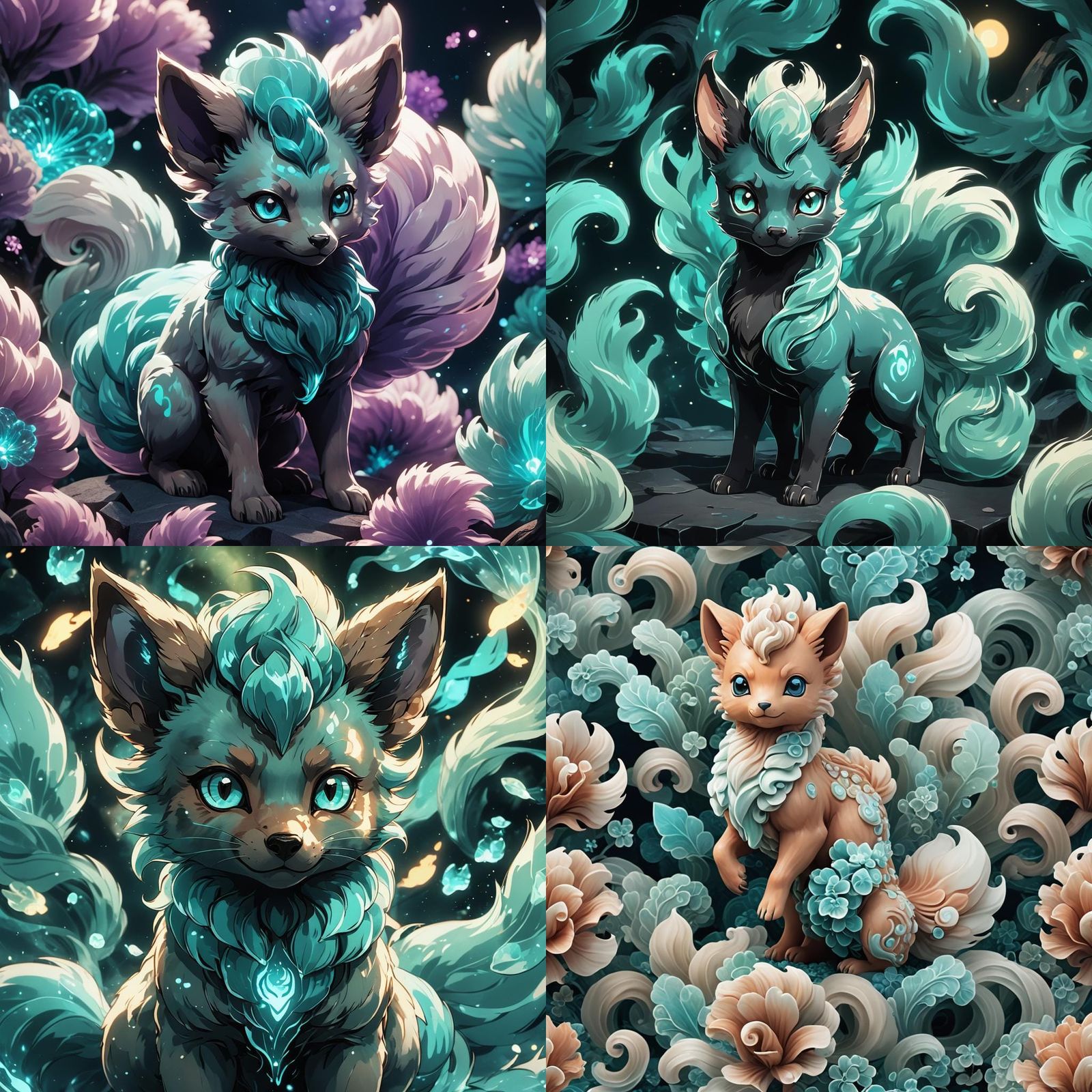 Devil porcelain Bioluminescent teal vulpix