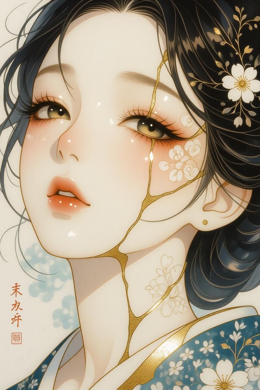 Japanese kintsugi portrait