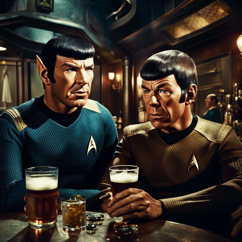 Captain Kirk and Spock drunks - AI Generated Artwork - NightCafe Creator