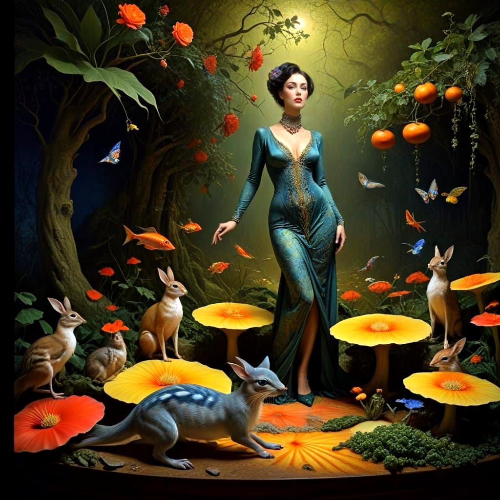 Stunning Hyperrealistic Portrait of a Flamboyant Lady in Whi...