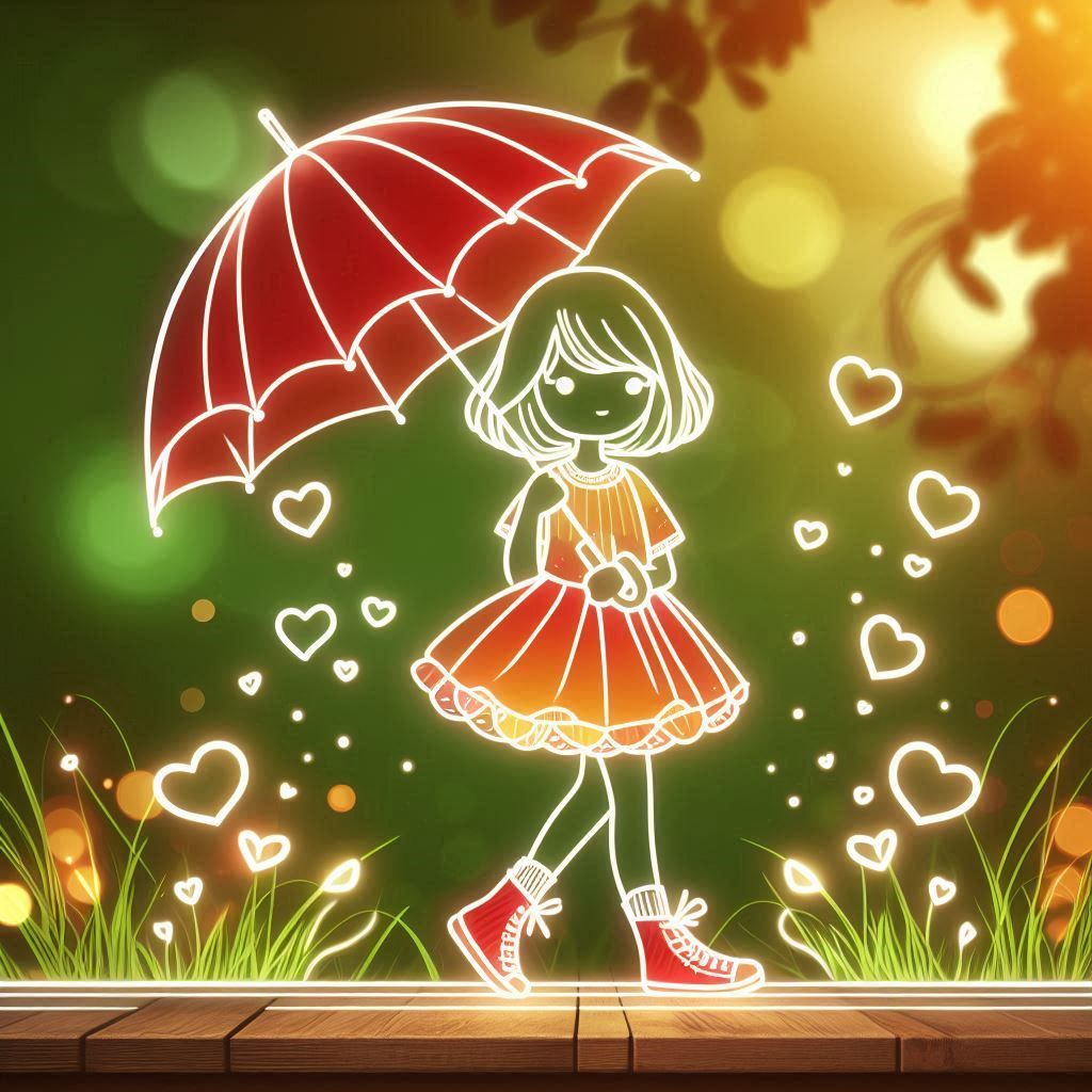 Little girl in whiteline single sketch