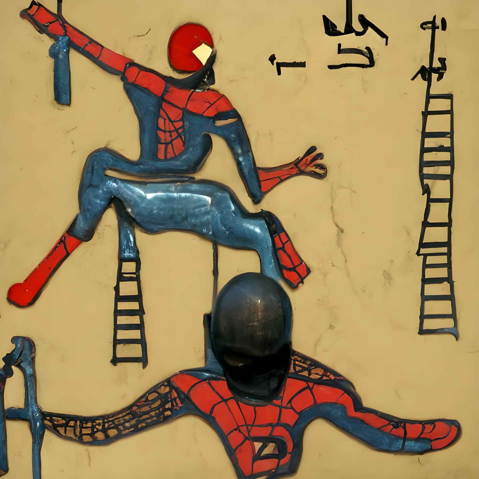Hieroglyphs spiderman climbs