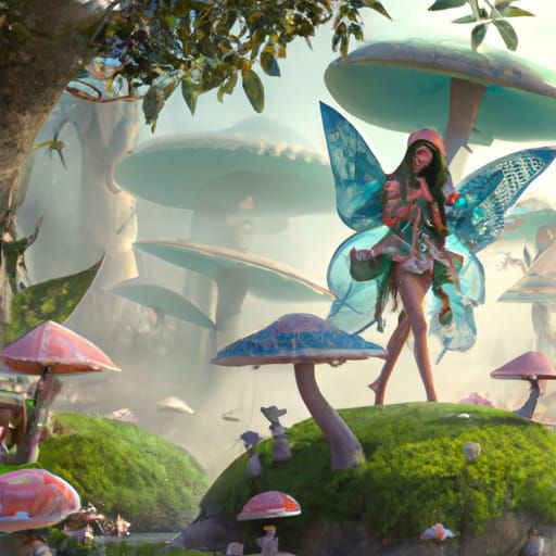 Ethereal Fairy in Misty Mushroom Forest