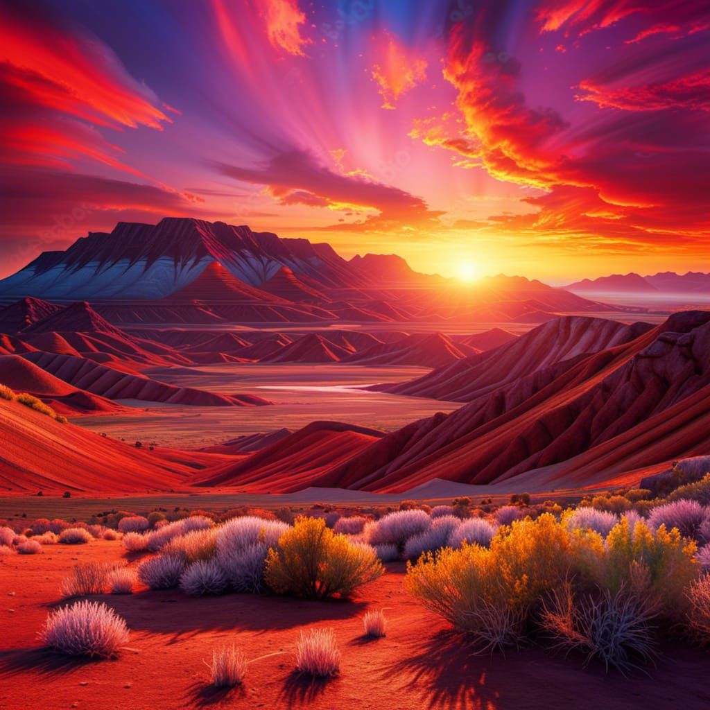 Painted Desert Sunset - AI Generated Artwork - NightCafe Creator