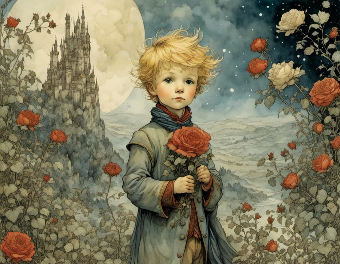 The Little Prince and his Rose, by Antoine de Saint-Exupéry, by Posuka Demizu, Arthur Rackham and Tony ...  by @Tina auf der Blumenwiese