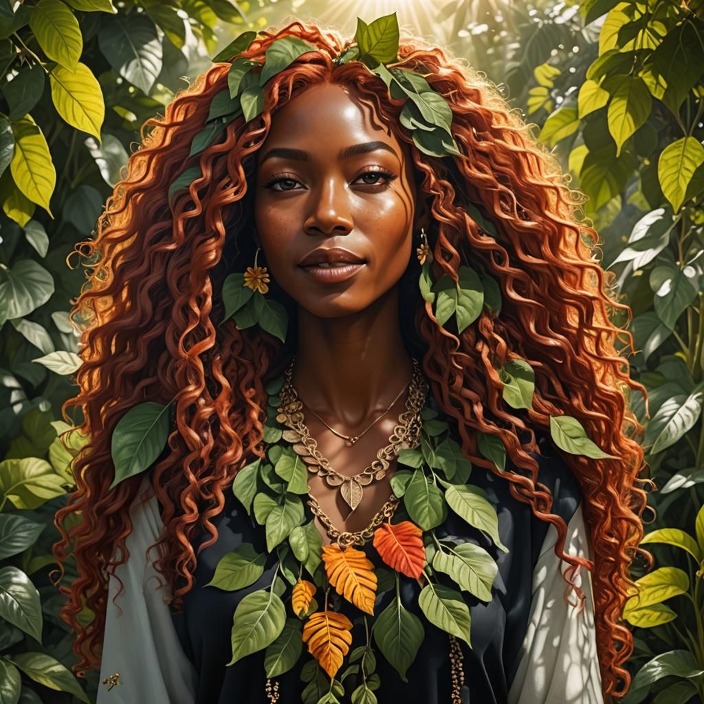 Hyperdetailed hyperrealistic black woman with long blond hai...