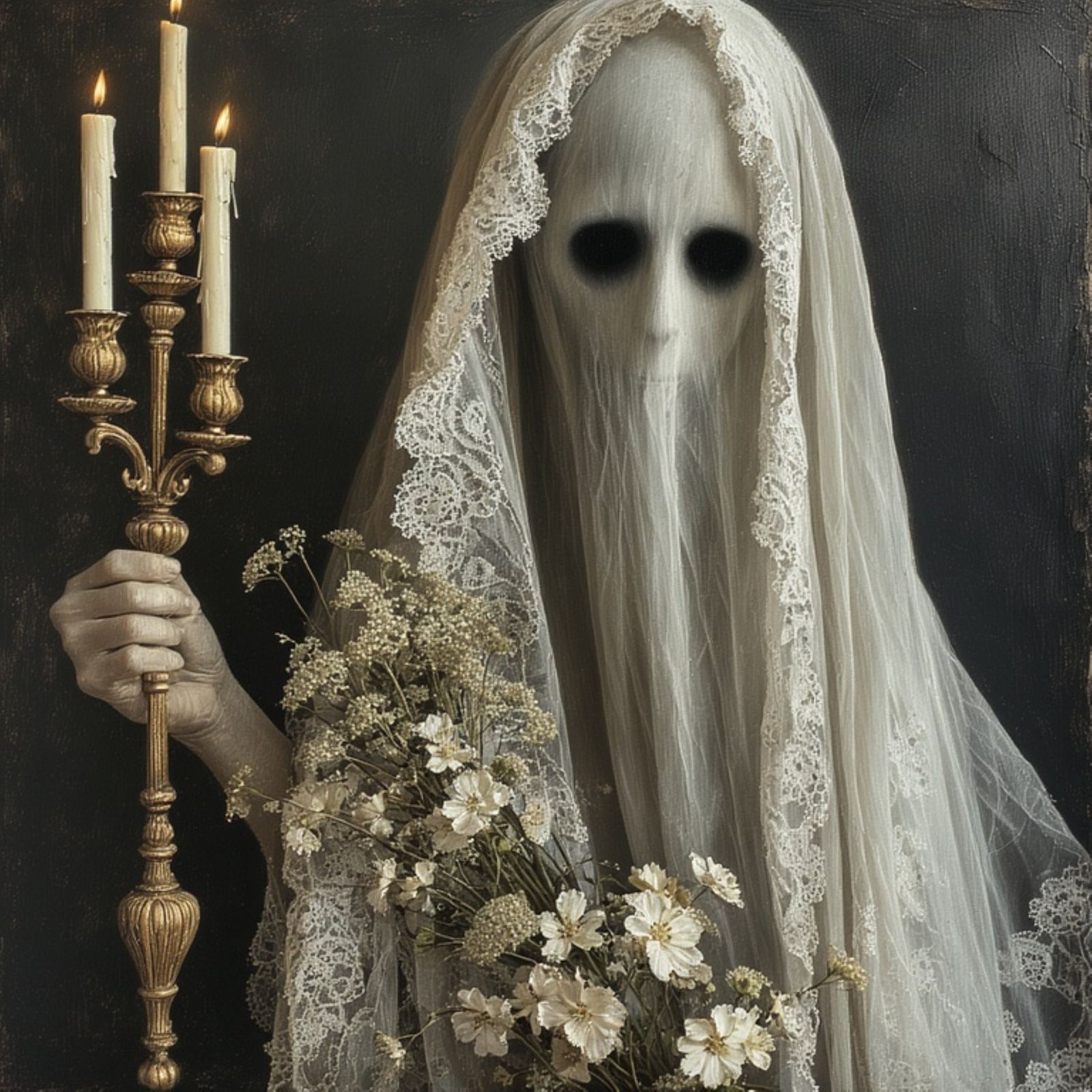 A mesmerizing, dark, and minimalist digital oil painting