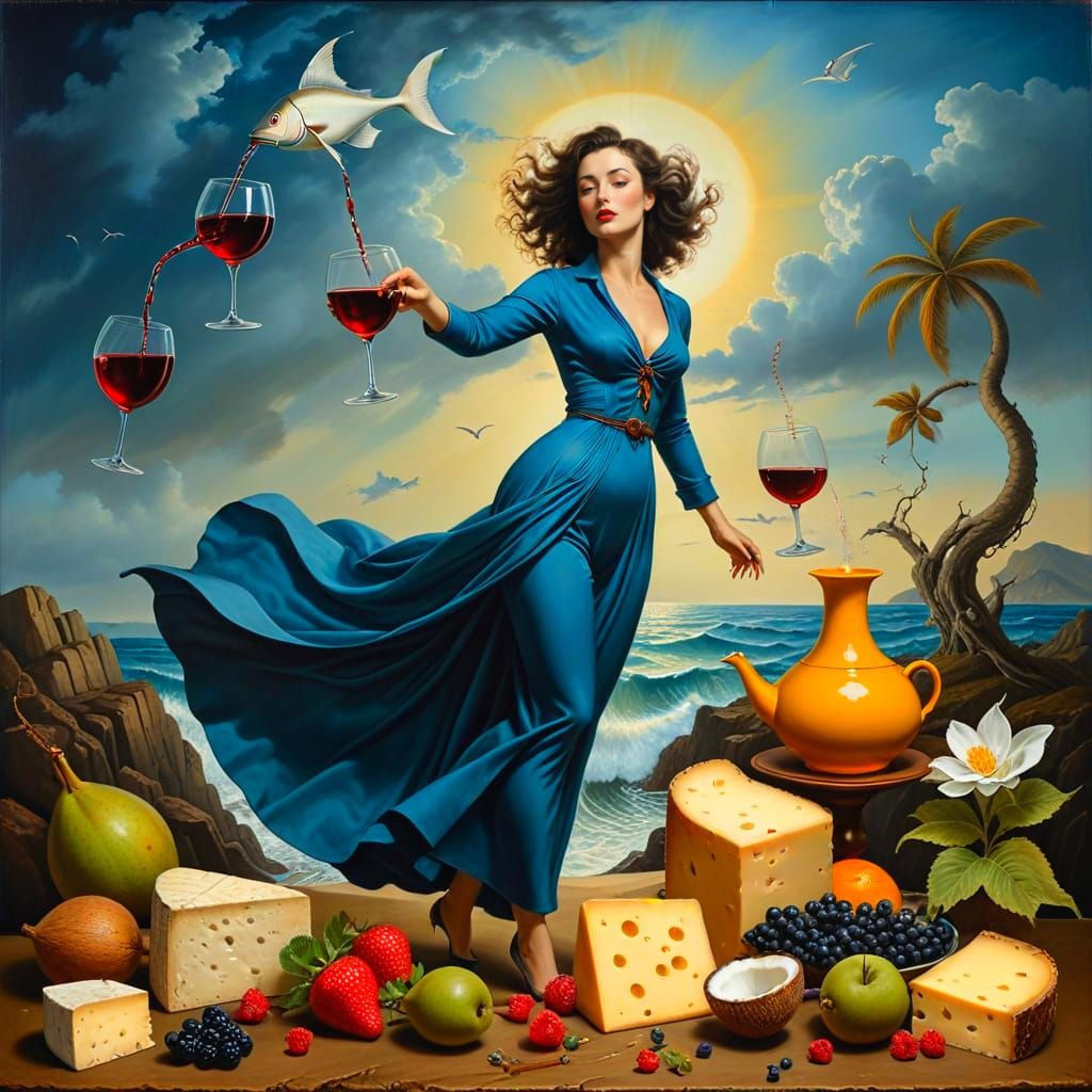 Elegant Lady in a Fantastical Surrealistic Scene