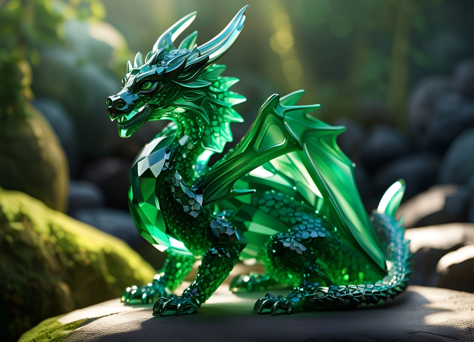 Green Crystal Dragon - AI Generated Artwork - NightCafe Creator