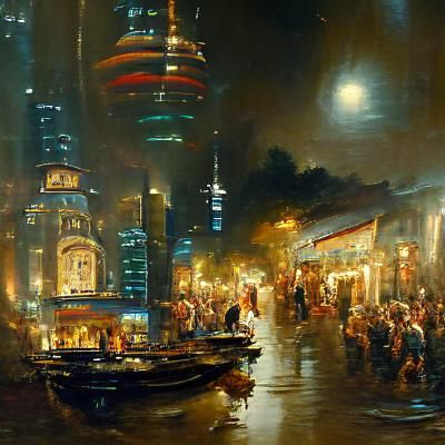 Bustling Shanghai at night