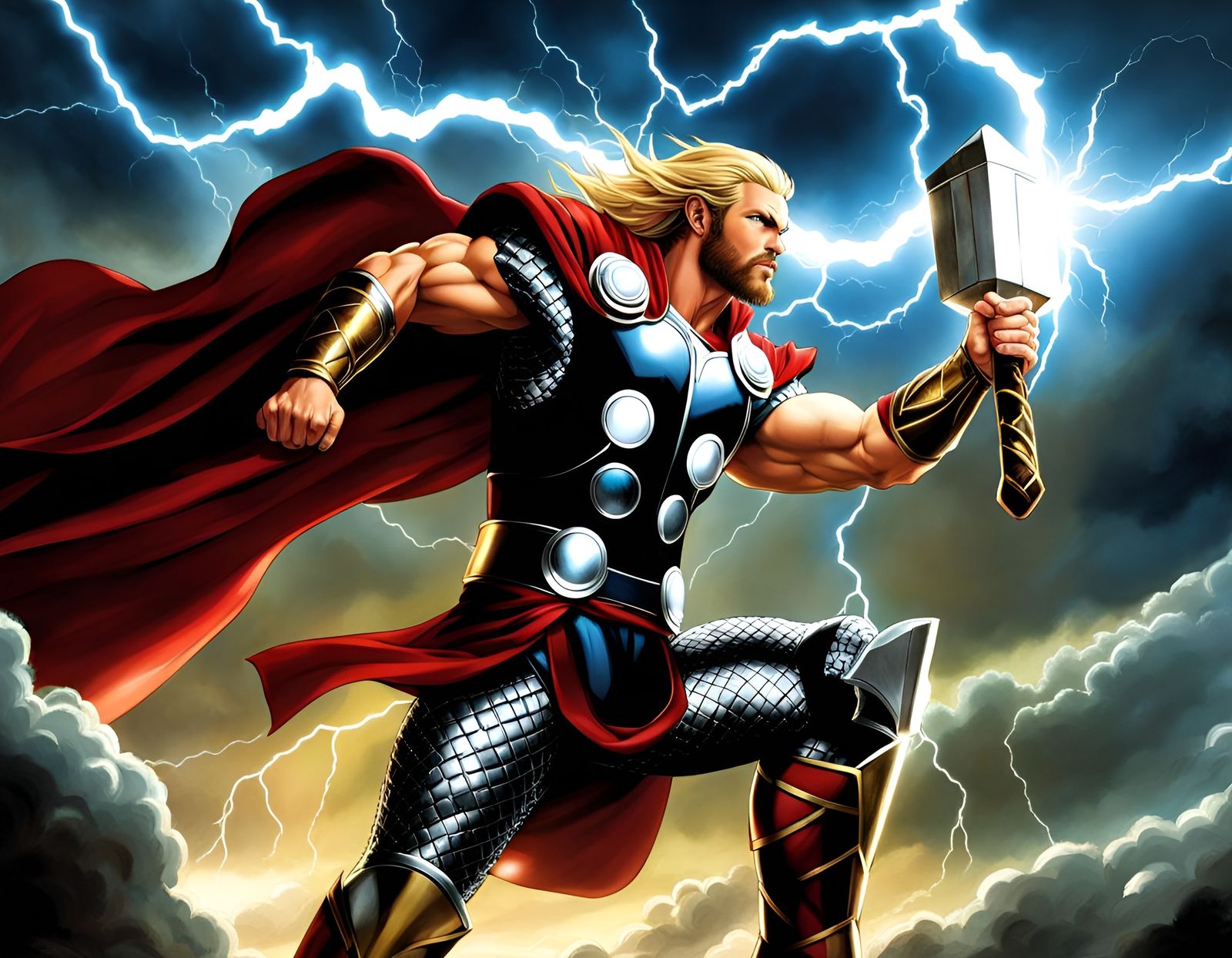 Heavenly Lightning Bolts Devine Light Thor God Of Thunder - Ai 