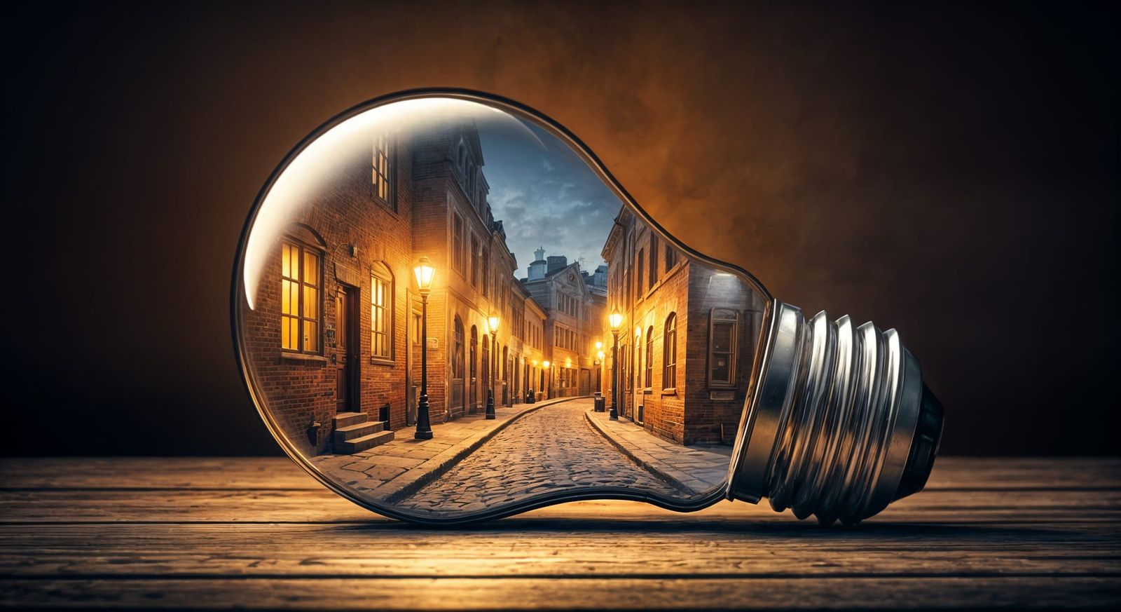 Surreal Jewish Town Encased in Light Bulb