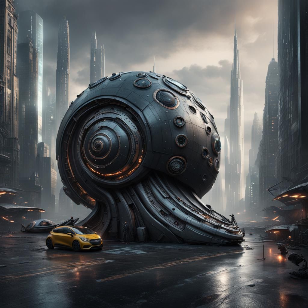 Snail house. Ultra Definition. Ultra real. Scifi giant snail house