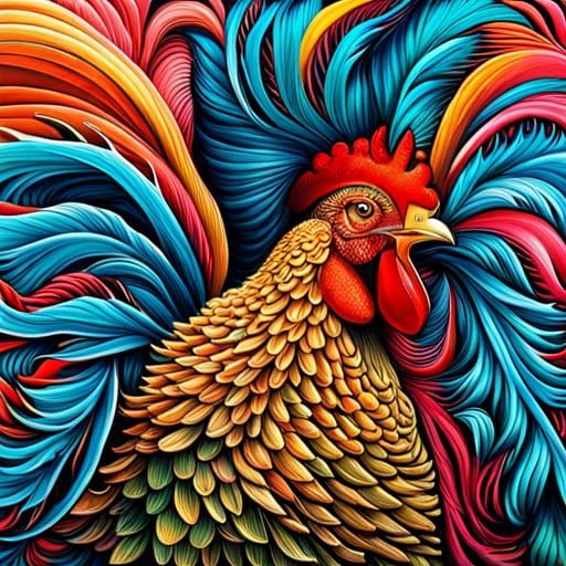 Big tailed rooster - AI Generated Artwork - NightCafe Creator