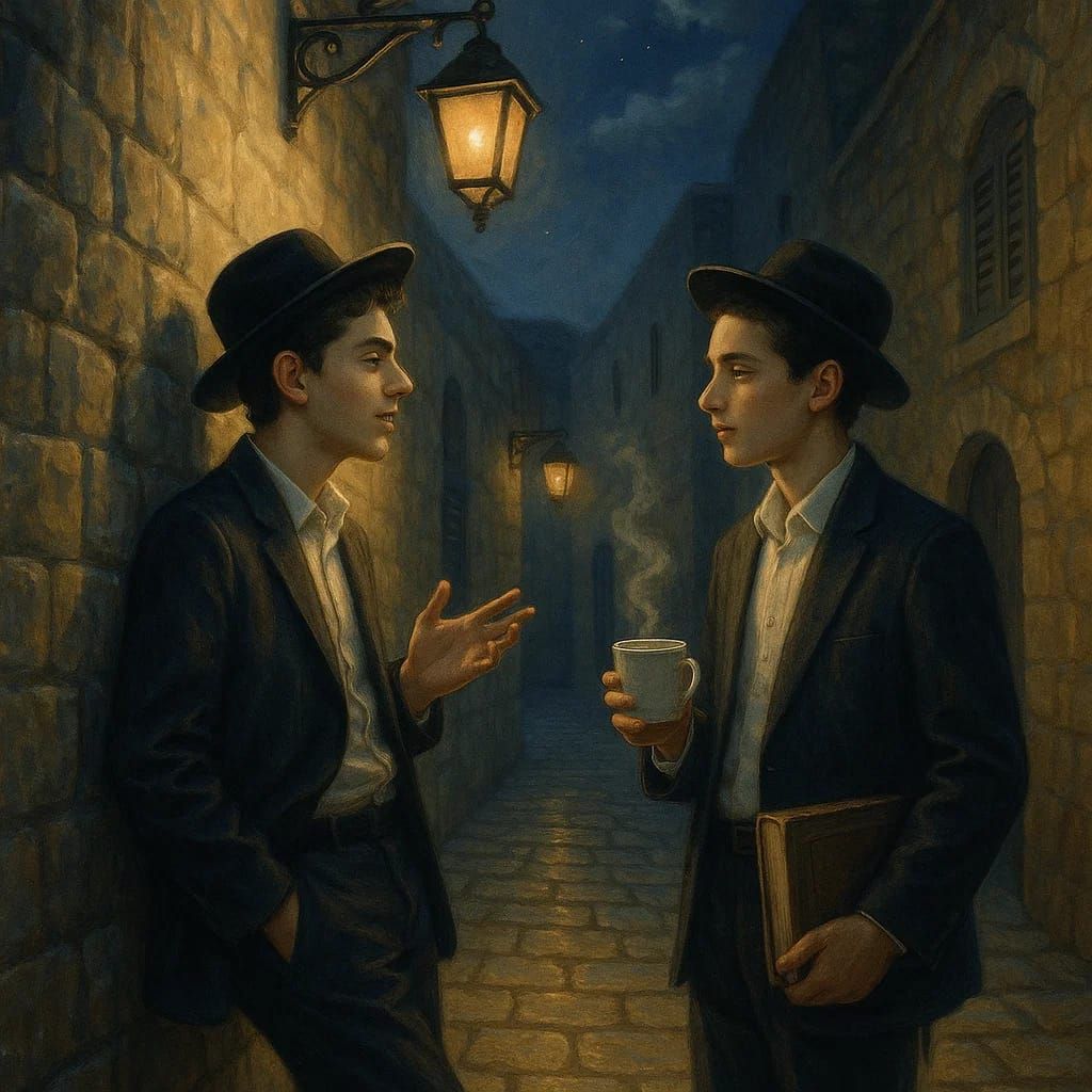 שתי בחורים מדברים בסימטה