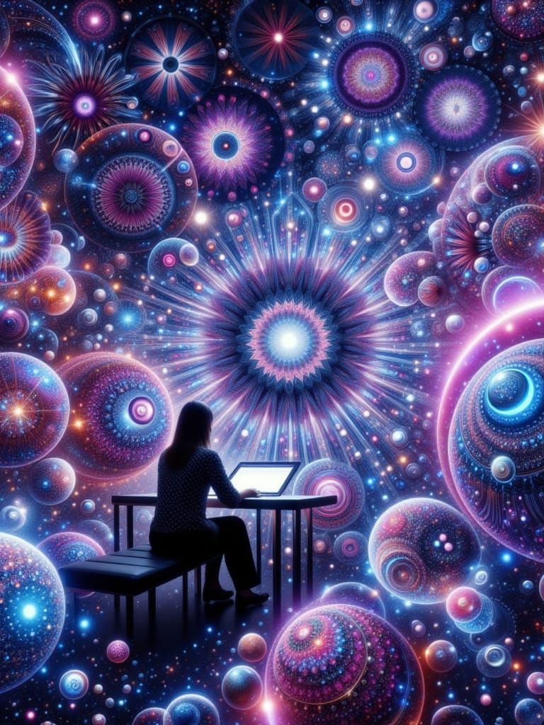 Surrealistic Digital Art Collaboration in a Futuristic Studi...
