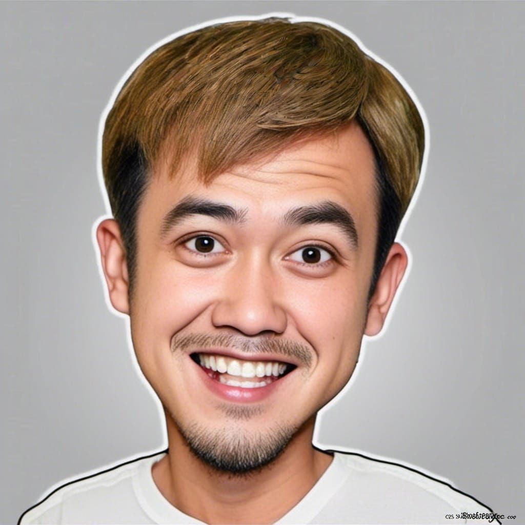Caricature, cartoonised exaggerated features, chibi style po...