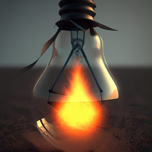 Incandescent lamp has a bonfire inside it as a source of ill...