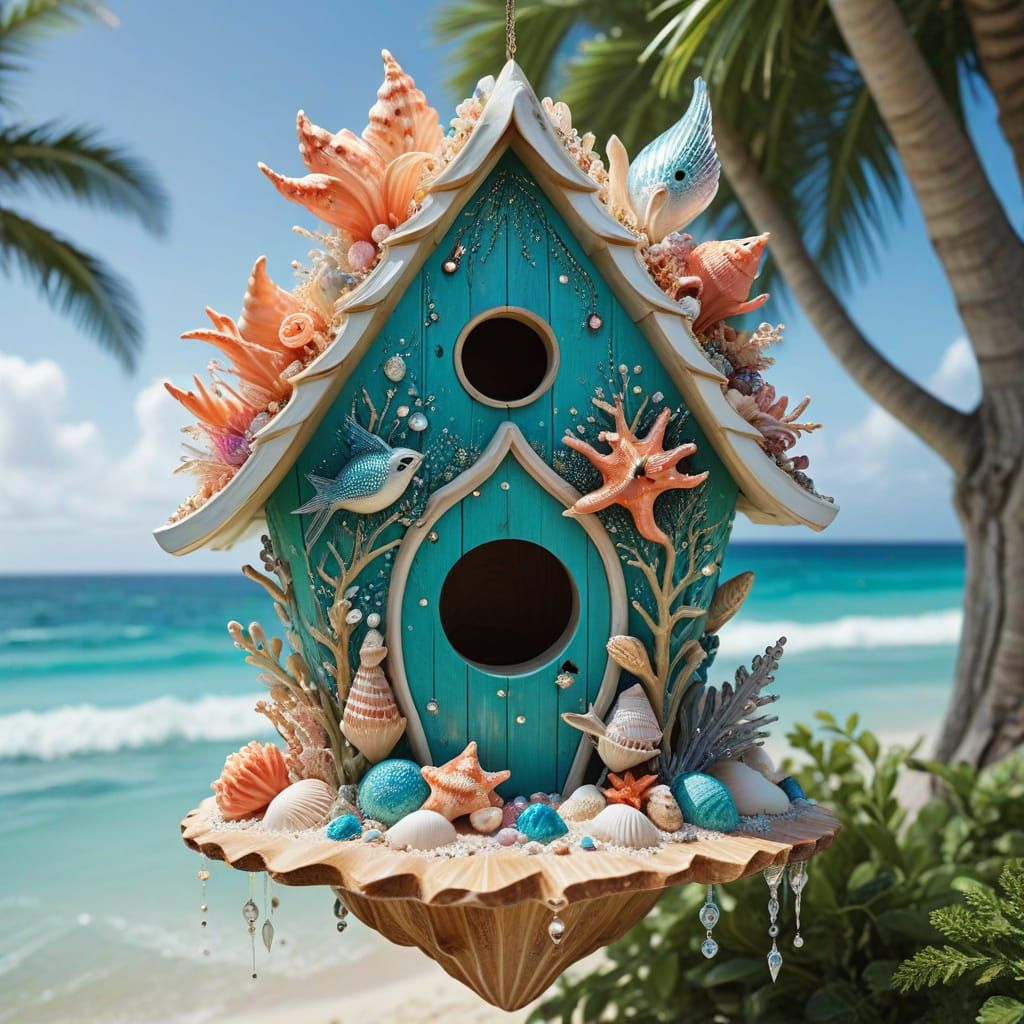 Seashell birdhouse   by @AI Wanderer