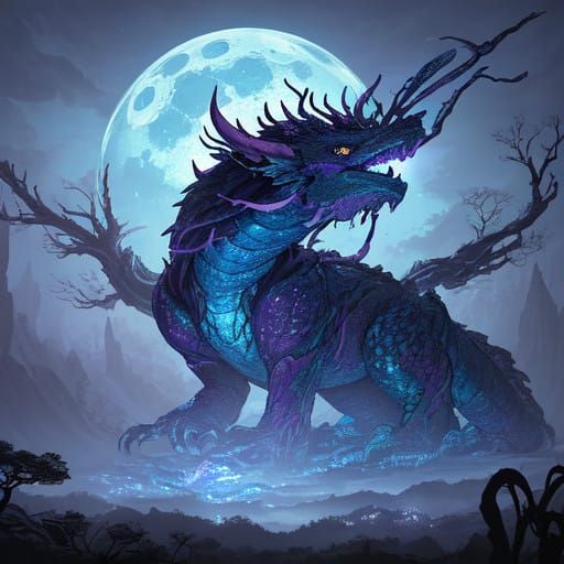 Mystical Dragon in Ancient Forest Landscape