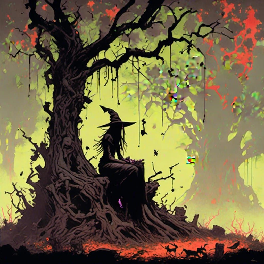 Witching Tree<lora:Graffiti Doom:0.5>   by @Aquaman420