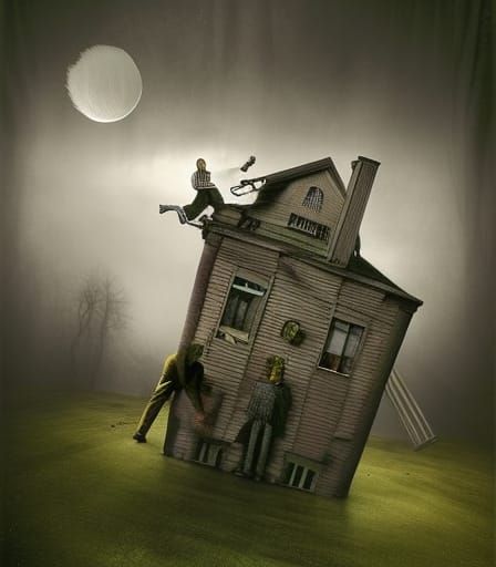 Surreal Worm Funhouse: Dreamlike Stop-Motion Photograph