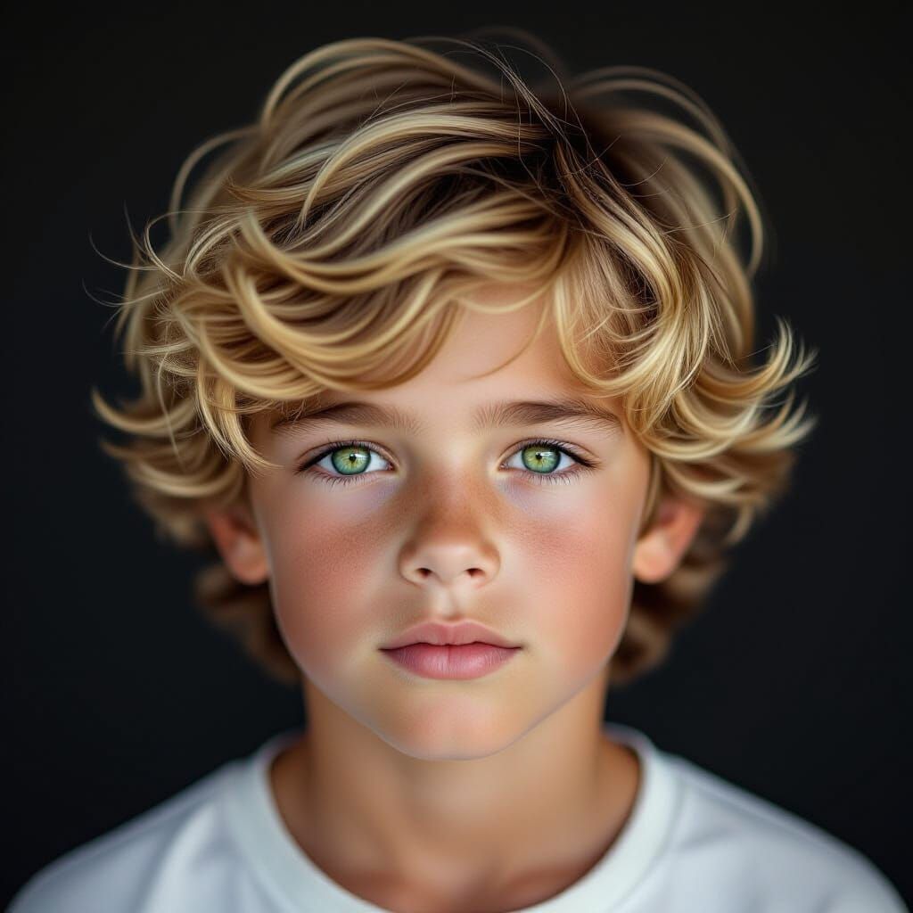 Detailed HDR Portrait of a Blond-Brown Haired Boy