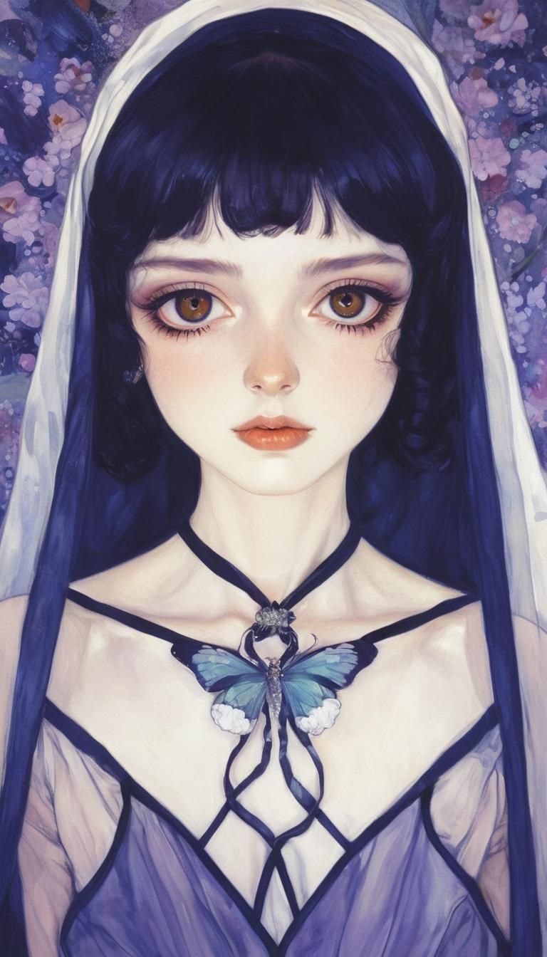 Enchanted Nymph Portrait in Anime Watercolor Style