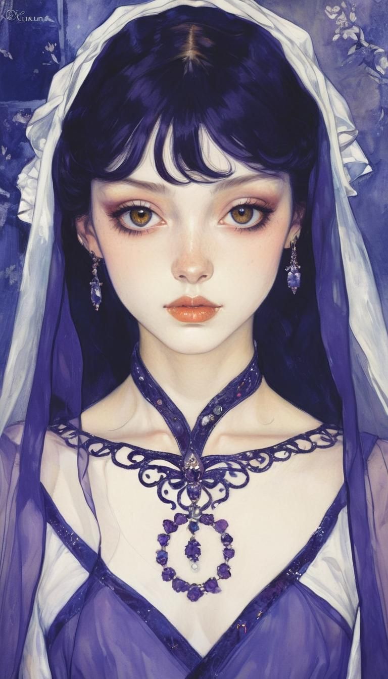 Enchanted Nymph Portrait in Anime Watercolor Style