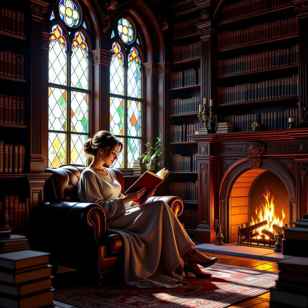 peaceful reading  by @cattttttttt