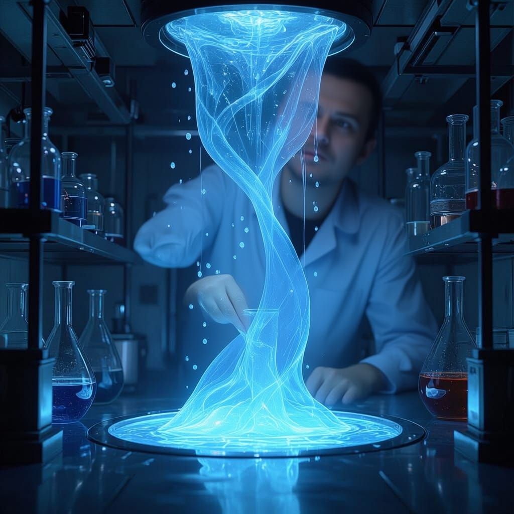 a liquid blowing upwards,in a lab