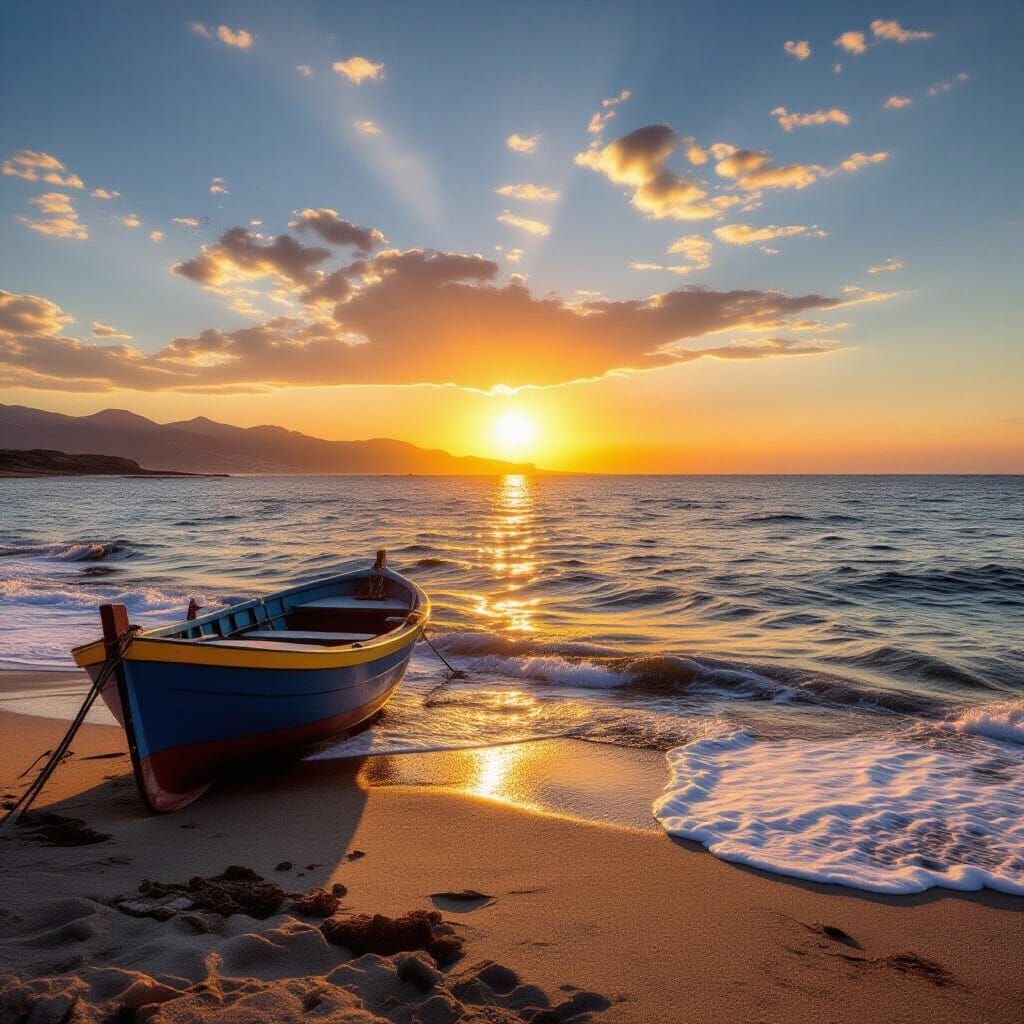Magnificent Sunset Over a Tranquil Beach