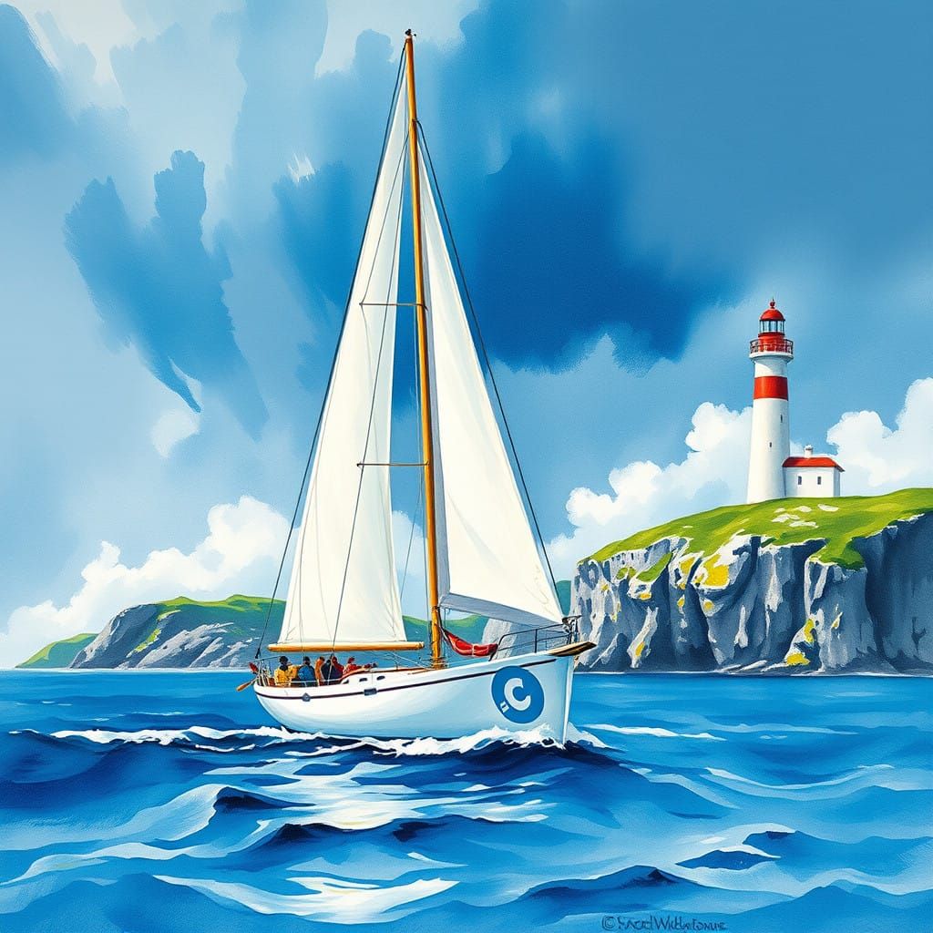 Sailboat in Brittany Storm